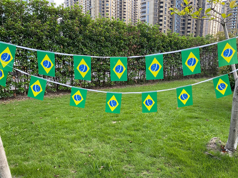 Aerlxemrbrae  20pcs/lot Brazil   bunting flags 14x21cm   BR Brazil   String Banner Buntings Festival Party