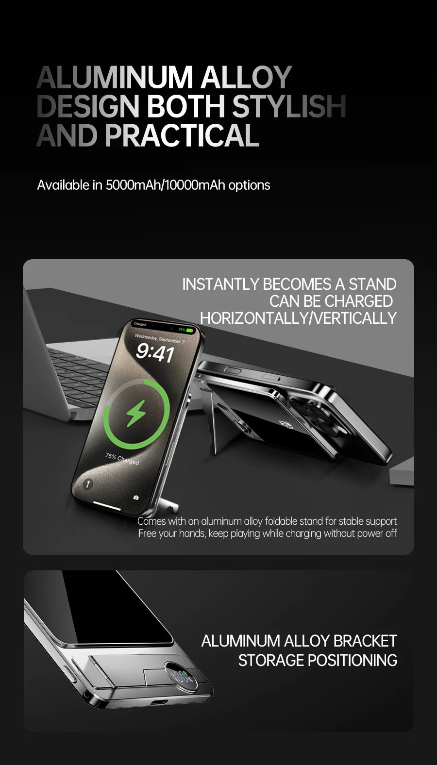 10000mAh Ultra Slim Power Bank for MagSafe,Magnetic Wireless 20W Fast Charging Portable Battery
