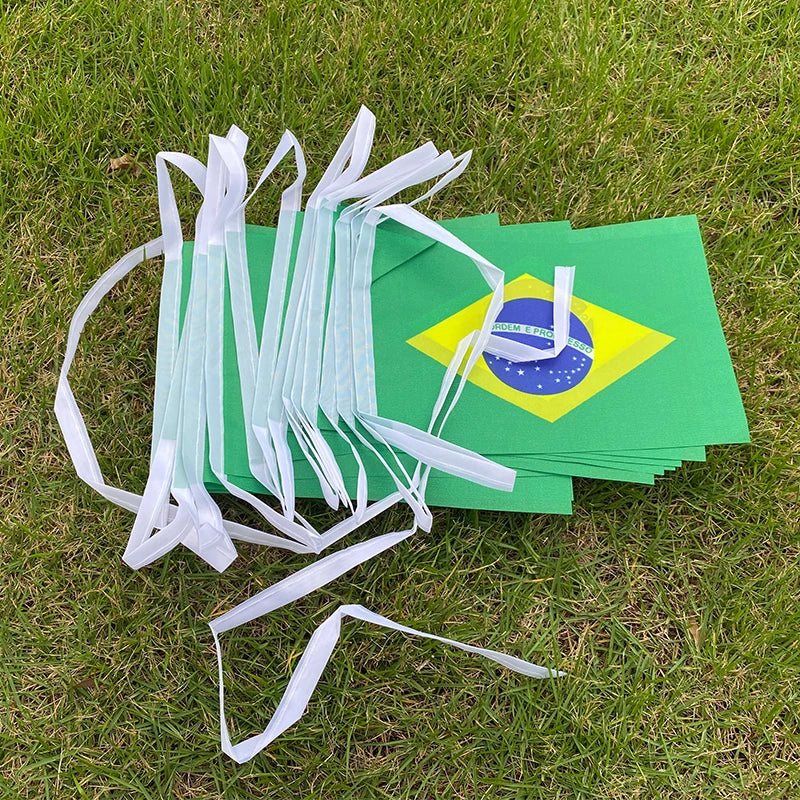 Aerlxemrbrae  20pcs/lot Brazil   bunting flags 14x21cm   BR Brazil   String Banner Buntings Festival Party