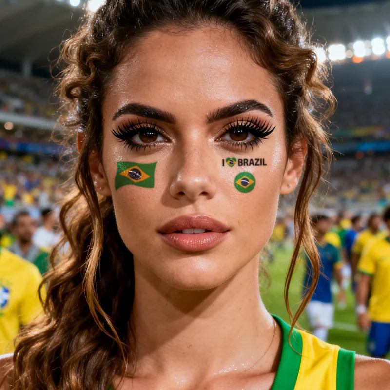 Brazil Flag Temporary Tattoo Sticker, Long-lasting and Waterproof, Festival, Football, Soccer Fan Face Stickers, Arm, Face