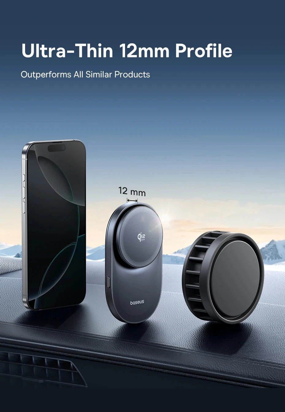 Baseus Qi2.2 Cooling Magnetic Car Phone Holder 25W Wireless Charger Fast - iPhone Samsung Dashboard Center Console