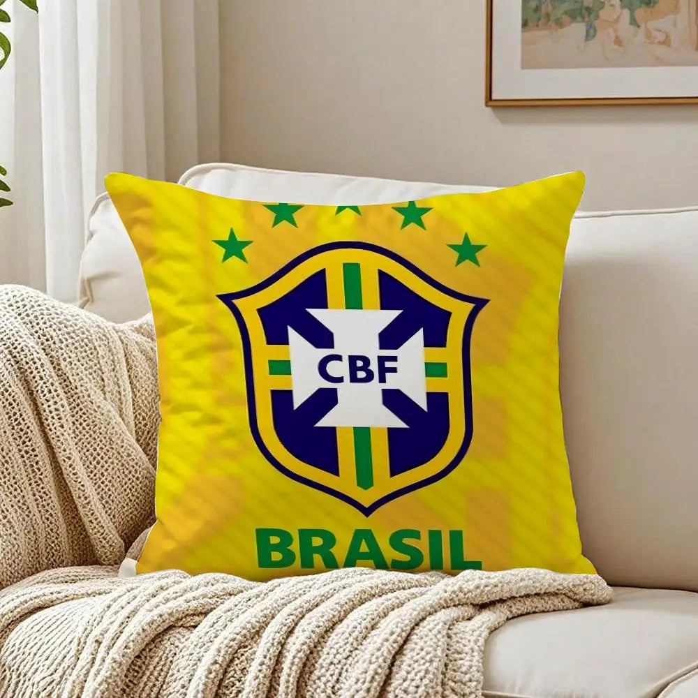 Brazil Flag Cushion Cover Linen Minimalist Soft  for Sofa Bed Home Room Decor