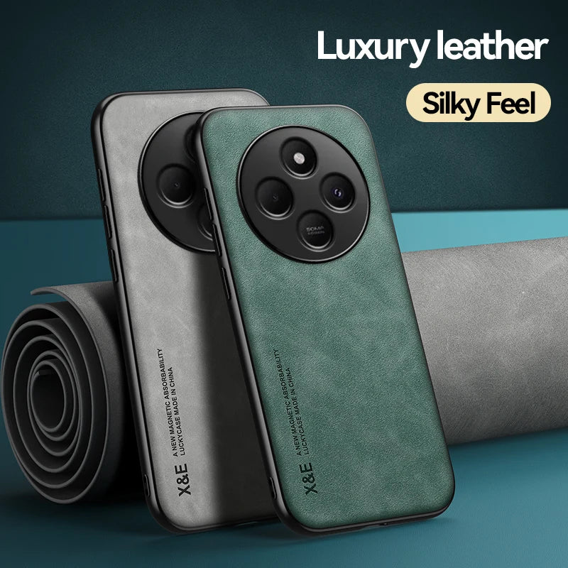 Retro Magnetic Suede Leather Case For Xiaomi Poco C75 PocoC75 Shockproof Matte Silicone Soft Case Cover