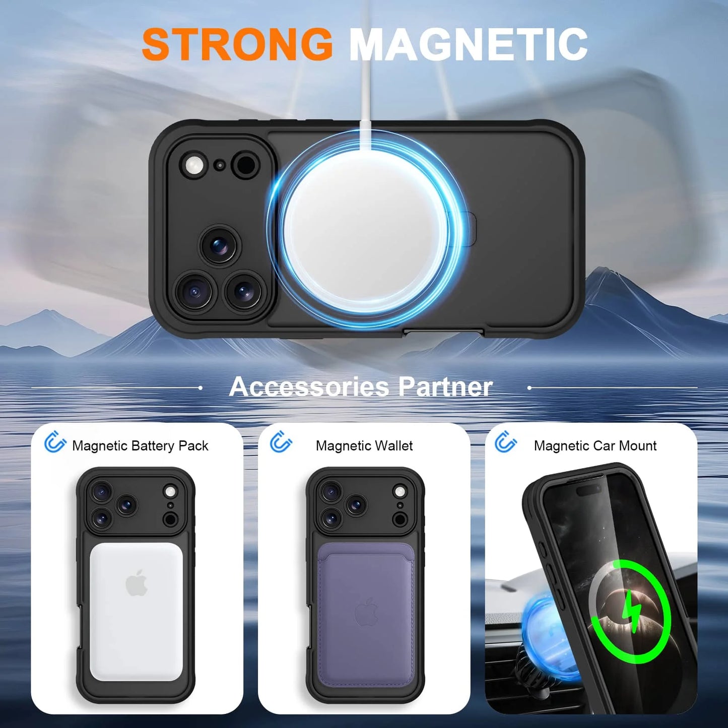 Phone case for iPhone 17 Pro Max Air Full Body Shockproof Case with Invisible Stand [Compatible with Magnetic] Built-in Screen Protector