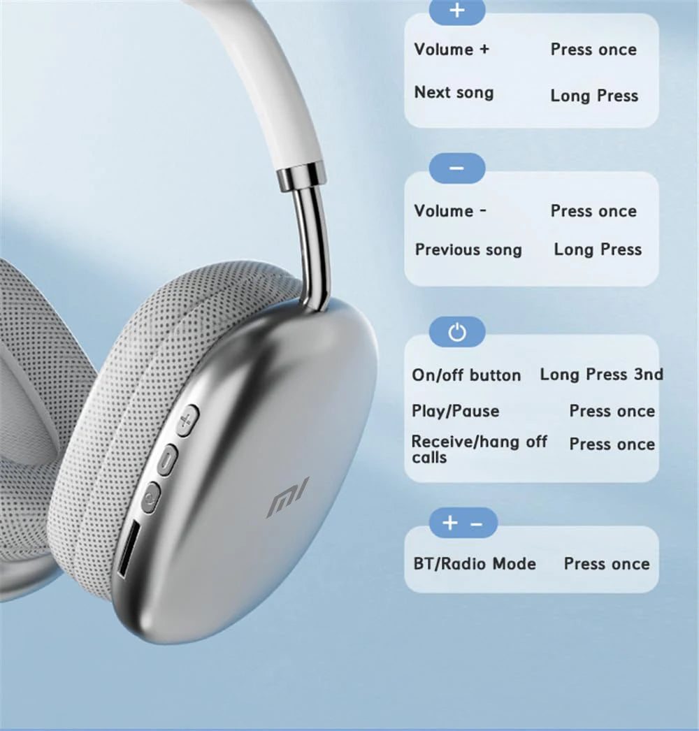 XIAOMI P9 PLUS Max Wireless Bluetooth Headphones Noise Cancelling Earphones Sports Gaming Headset For Apple Android phones