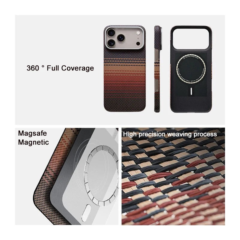 100% Kevlar Aramid Carbon Fiber Case For iPhone 17 Pro Max 17Pro Magsafe Luxury Cover Magnetic Ultra-Thin Phone Back Case