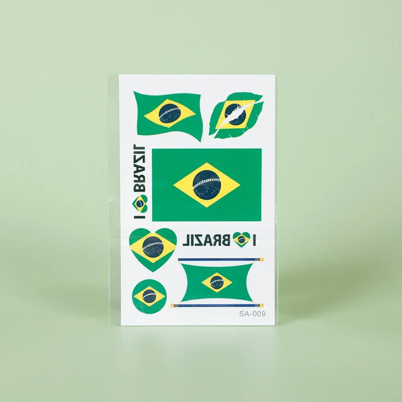 Brazil Flag Temporary Tattoo Sticker, Long-lasting and Waterproof, Festival, Football, Soccer Fan Face Stickers, Arm, Face