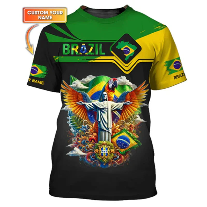 Statue Of Christ The Savior 3D Print T-shirt Men Women Brazil Football Jersey T Shirts Summer Sport Casual Trendy Novel Tee Top