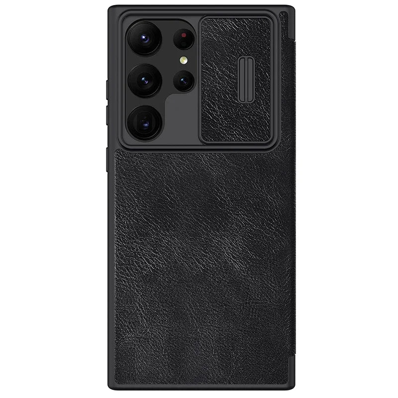 Nillkin for Samsung Galaxy S23 Ultra S23+ Qin Series Pro Flip Leather Case Business Lens Sliding Cover with Card Slot Back Cover