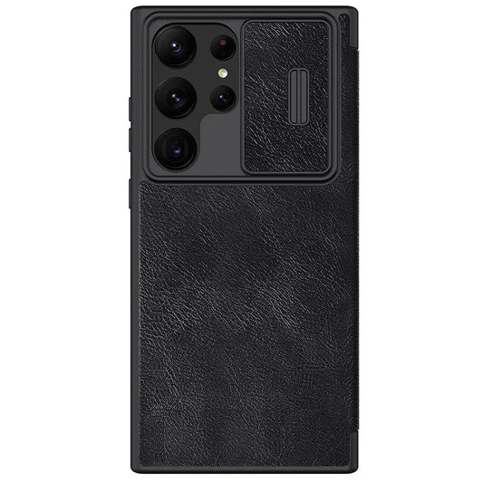 Nillkin for Samsung Galaxy S23 Ultra S23+ Qin Series Pro Flip Leather Case Business Lens Sliding Cover with Card Slot Back Cover