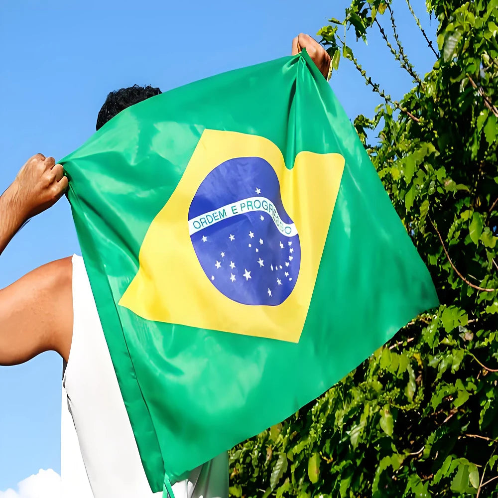 Brazil Flag 90x150cm Polyester UV-Resistant Green-Yellow Design for Copa America And Tourist Souvenirs