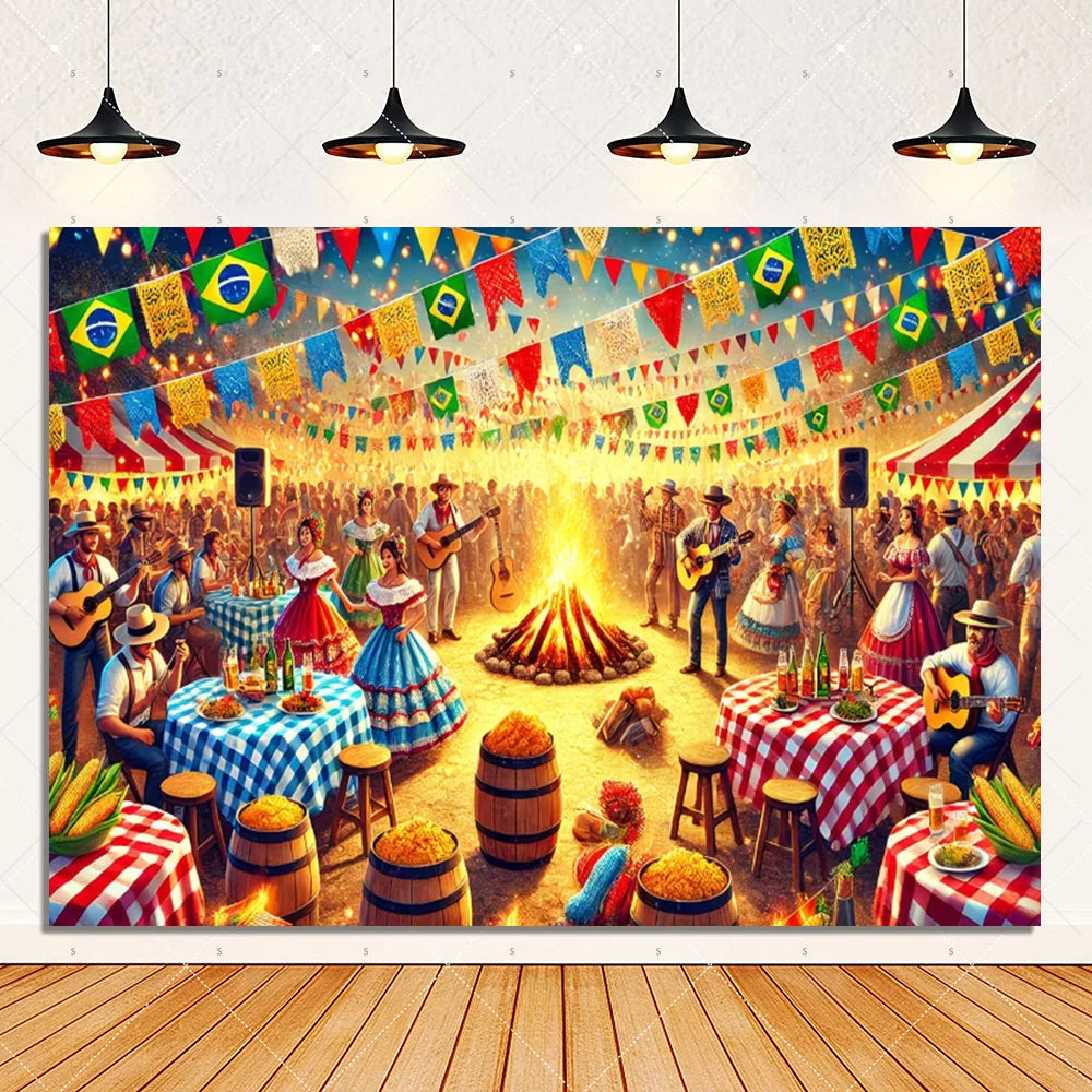 Brazil June Festival Theme Party Decoration Background Banner