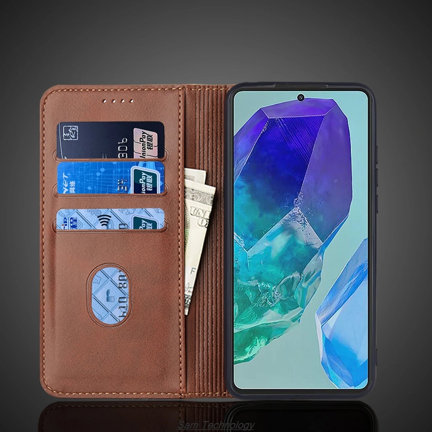 Magnetic attraction Leather Case for Samsung Galaxy M55 ( 5G SM-M556B ) Holster Flip Cover Case Wallet Phone Bags Fundas Coque