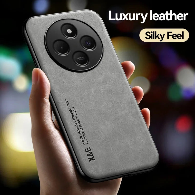 Retro Magnetic Suede Leather Case For Xiaomi Poco C75 PocoC75 Shockproof Matte Silicone Soft Case Cover
