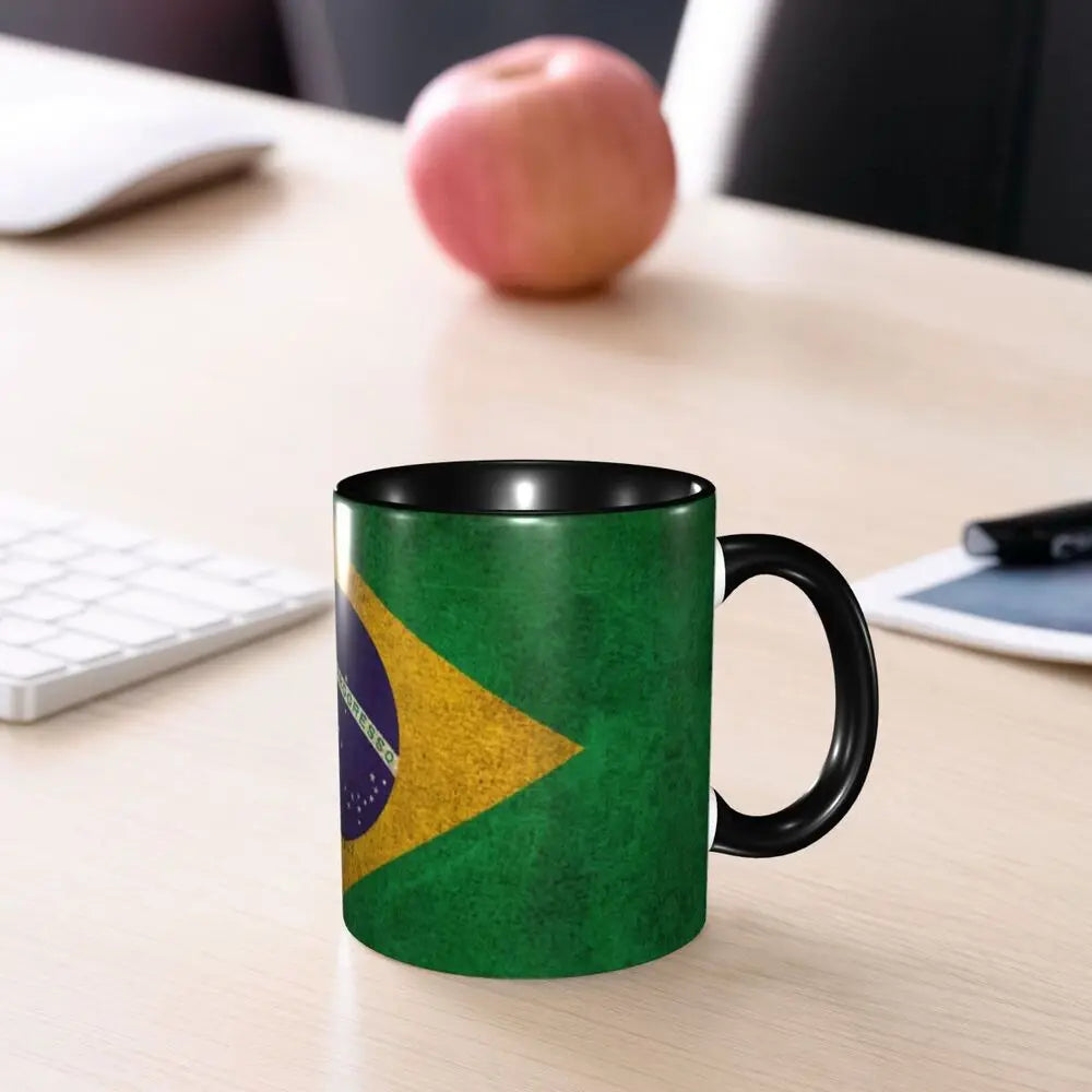 Customized Brazil Flag Brazilian Flag Coffee Mugs DIY Ceramic Tea Milk Cup