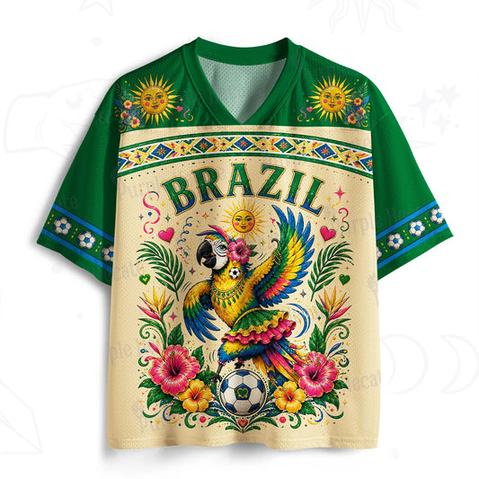 Brazil V-neck Mesh Jersey Men's Breathable Short Sleeved Sports T-shirt Retro Streetwear Casual Wear Men's