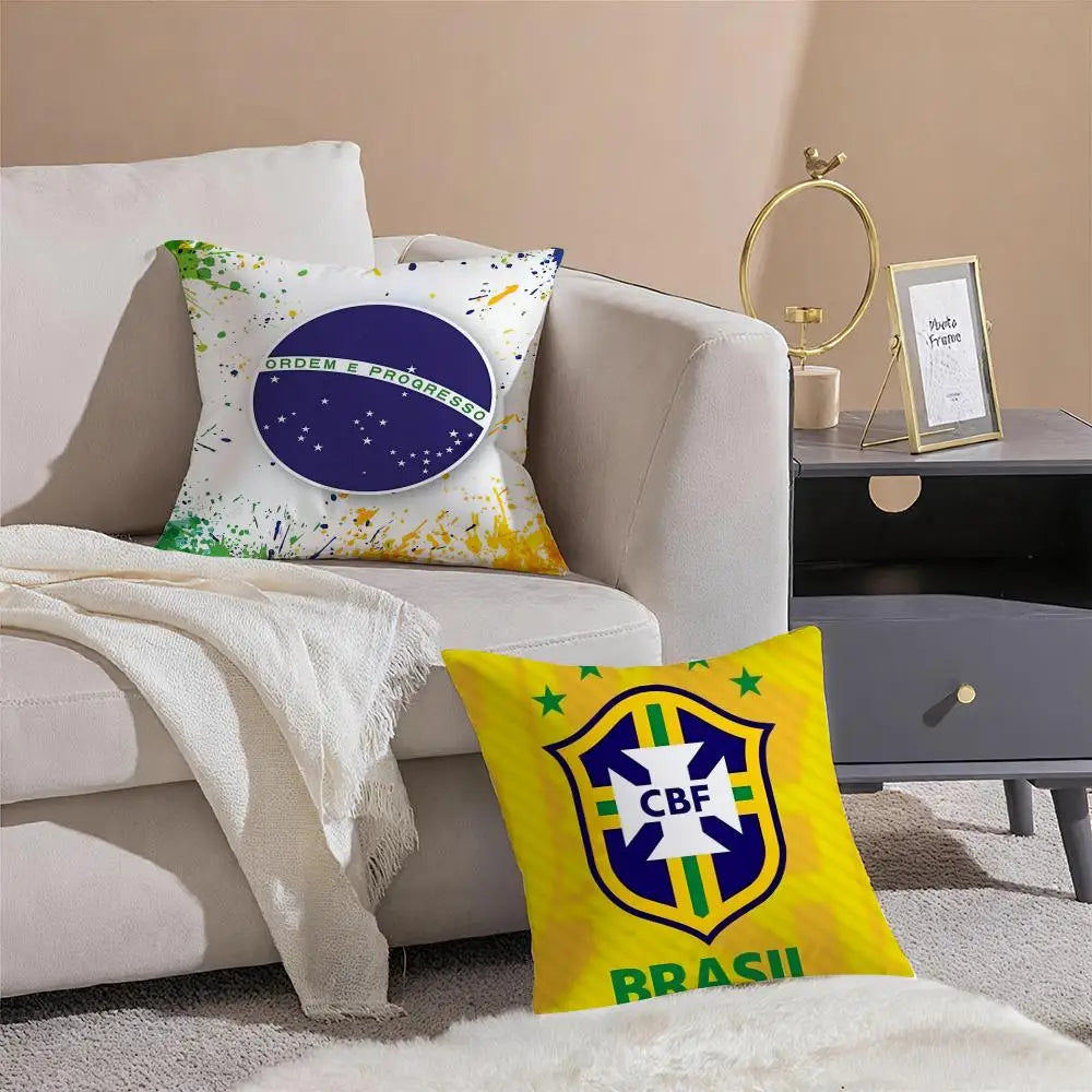 Brazil Flag Cushion Cover Linen Minimalist Soft  for Sofa Bed Home Room Decor