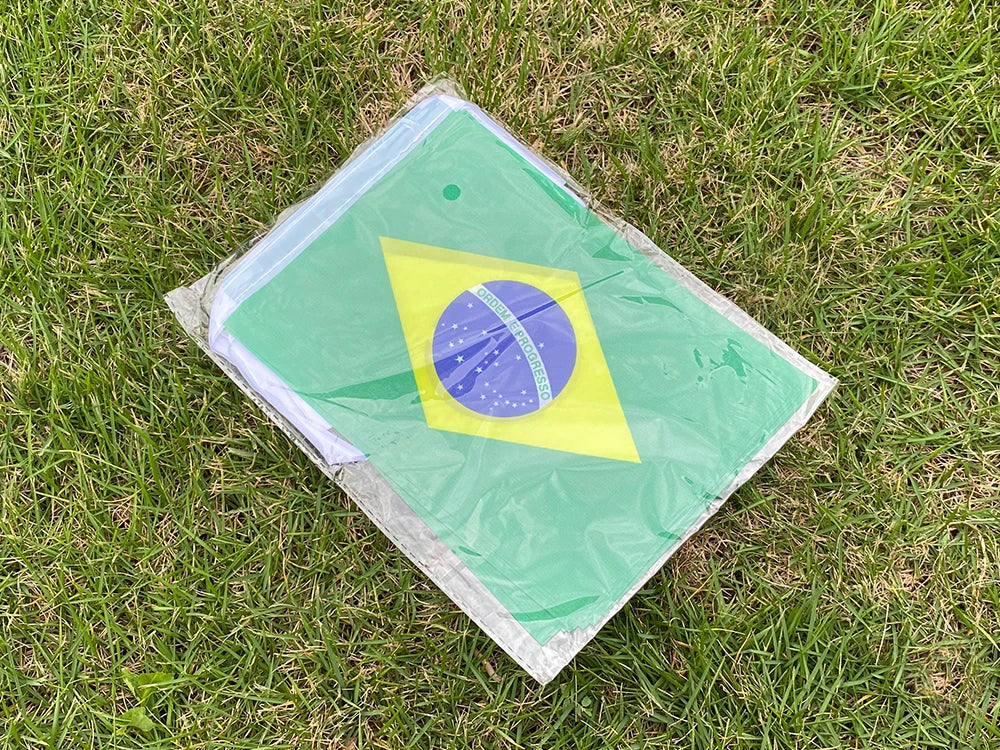 Aerlxemrbrae  20pcs/lot Brazil   bunting flags 14x21cm   BR Brazil   String Banner Buntings Festival Party