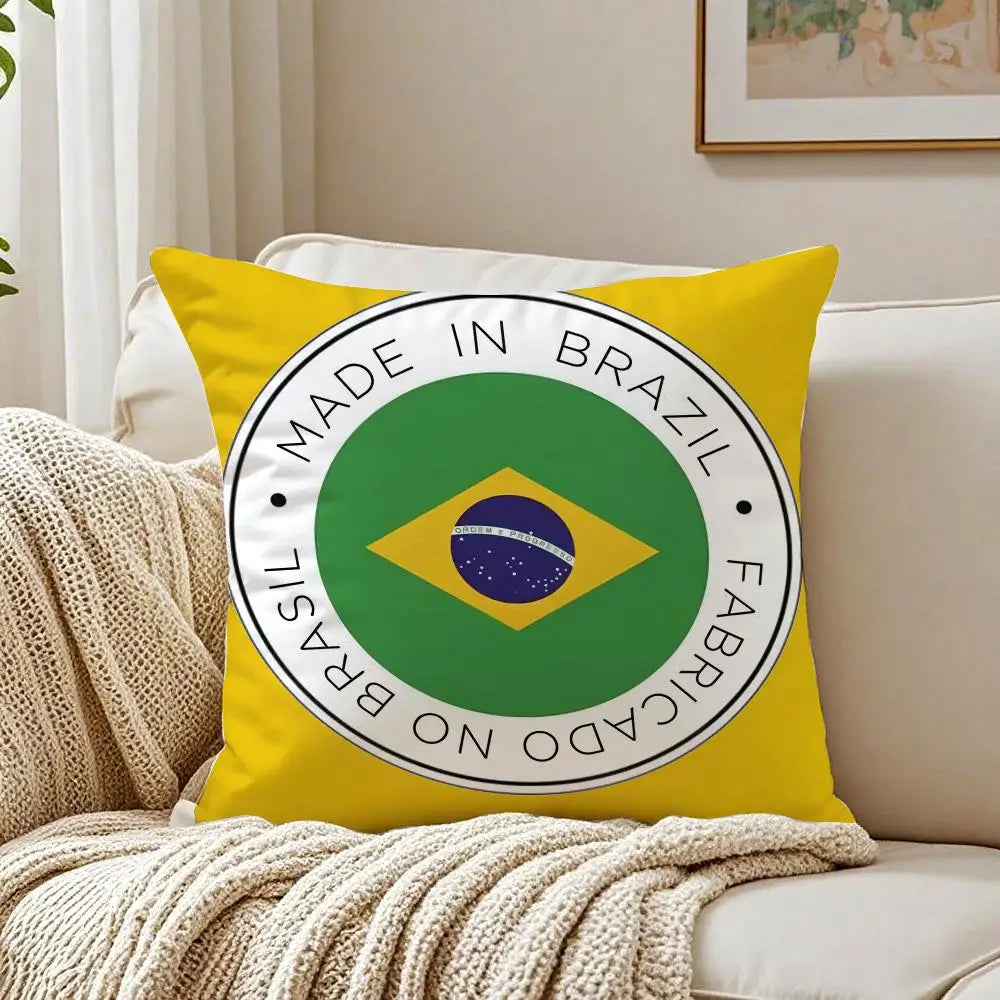 Brazil Flag Cushion Cover Linen Minimalist Soft  for Sofa Bed Home Room Decor