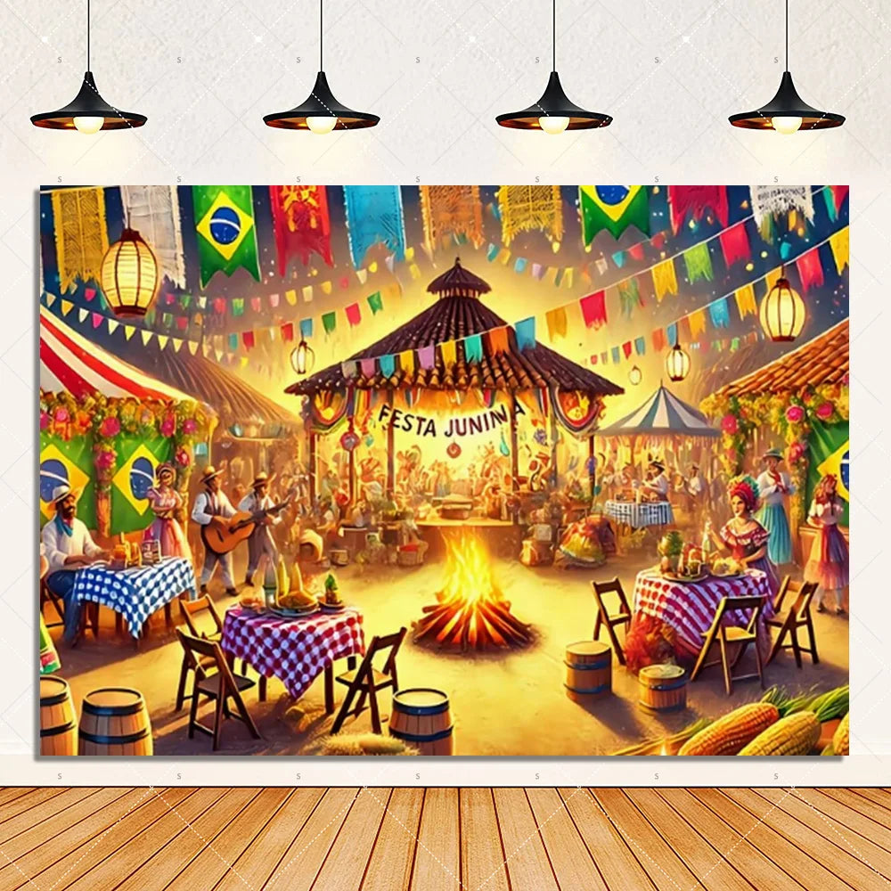 Brazil June Festival Theme Party Decoration Background Banner