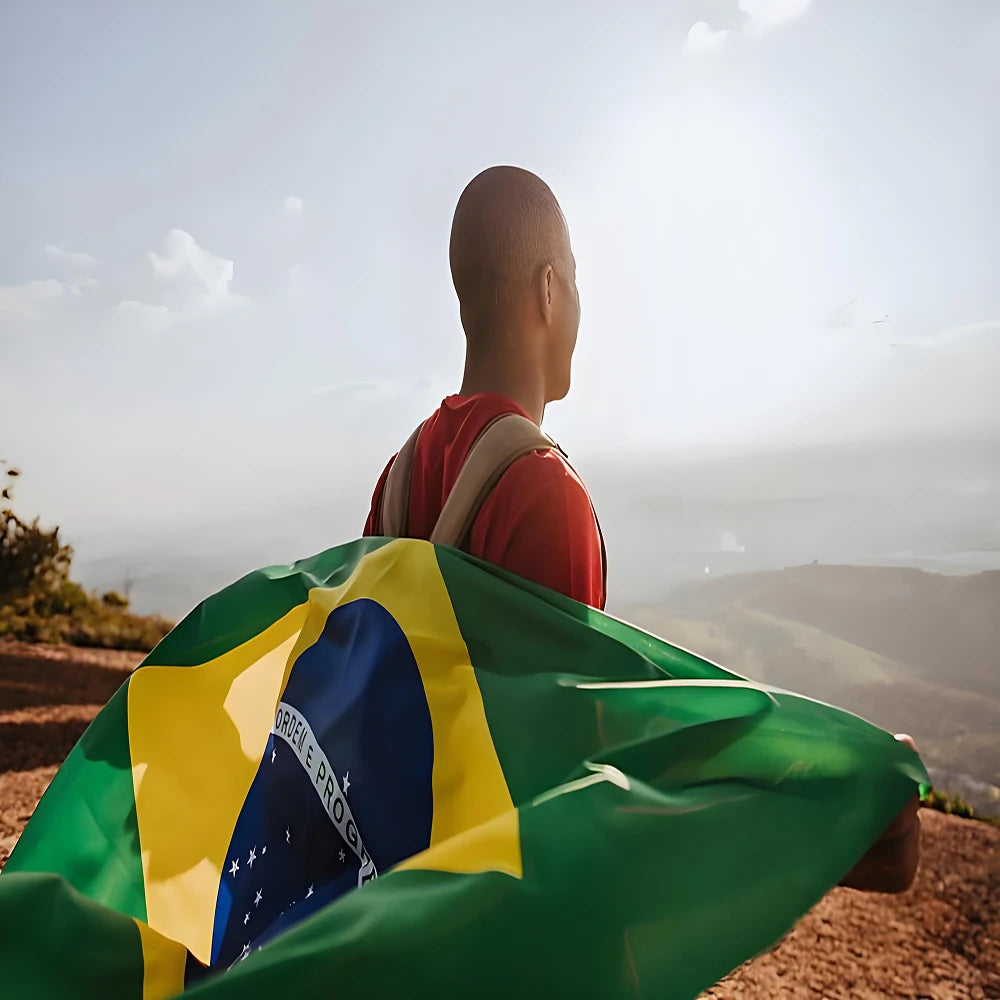 Brazil Flag 90x150cm Polyester UV-Resistant Green-Yellow Design for Copa America And Tourist Souvenirs