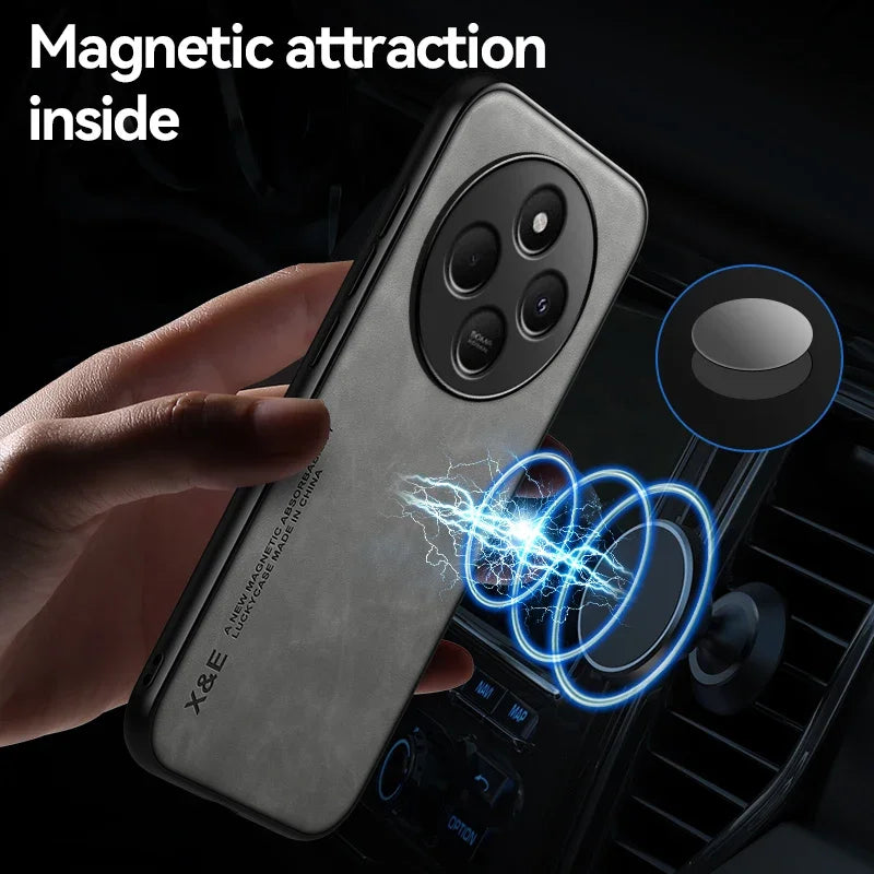 Retro Magnetic Suede Leather Case For Xiaomi Poco C75 PocoC75 Shockproof Matte Silicone Soft Case Cover