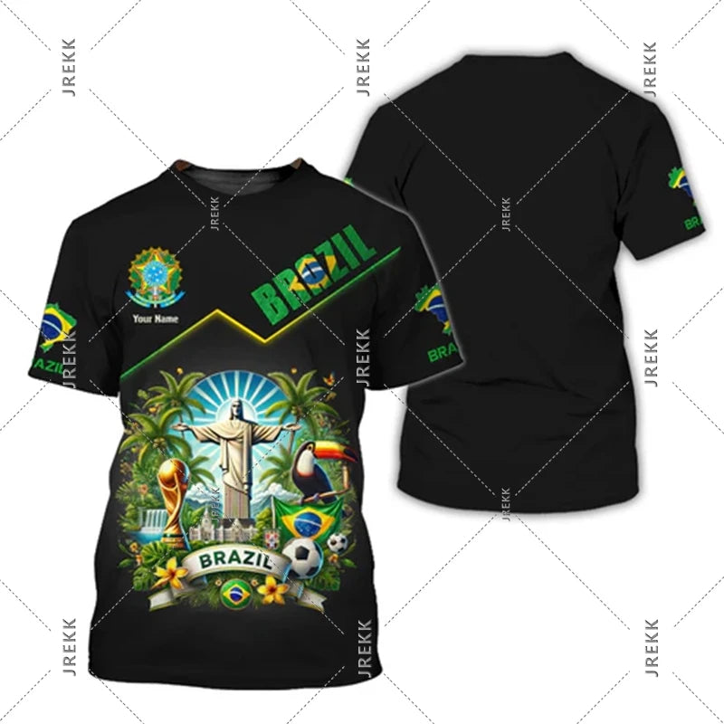 Statue Of Christ The Savior 3D Print T-shirt Men Women Brazil Football Jersey T Shirts Summer Sport Casual Trendy Novel Tee Top