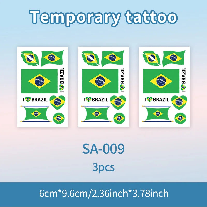 Brazil Flag Temporary Tattoo Sticker, Long-lasting and Waterproof, Festival, Football, Soccer Fan Face Stickers, Arm, Face