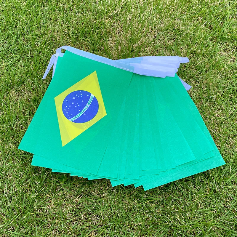 Aerlxemrbrae  20pcs/lot Brazil   bunting flags 14x21cm   BR Brazil   String Banner Buntings Festival Party