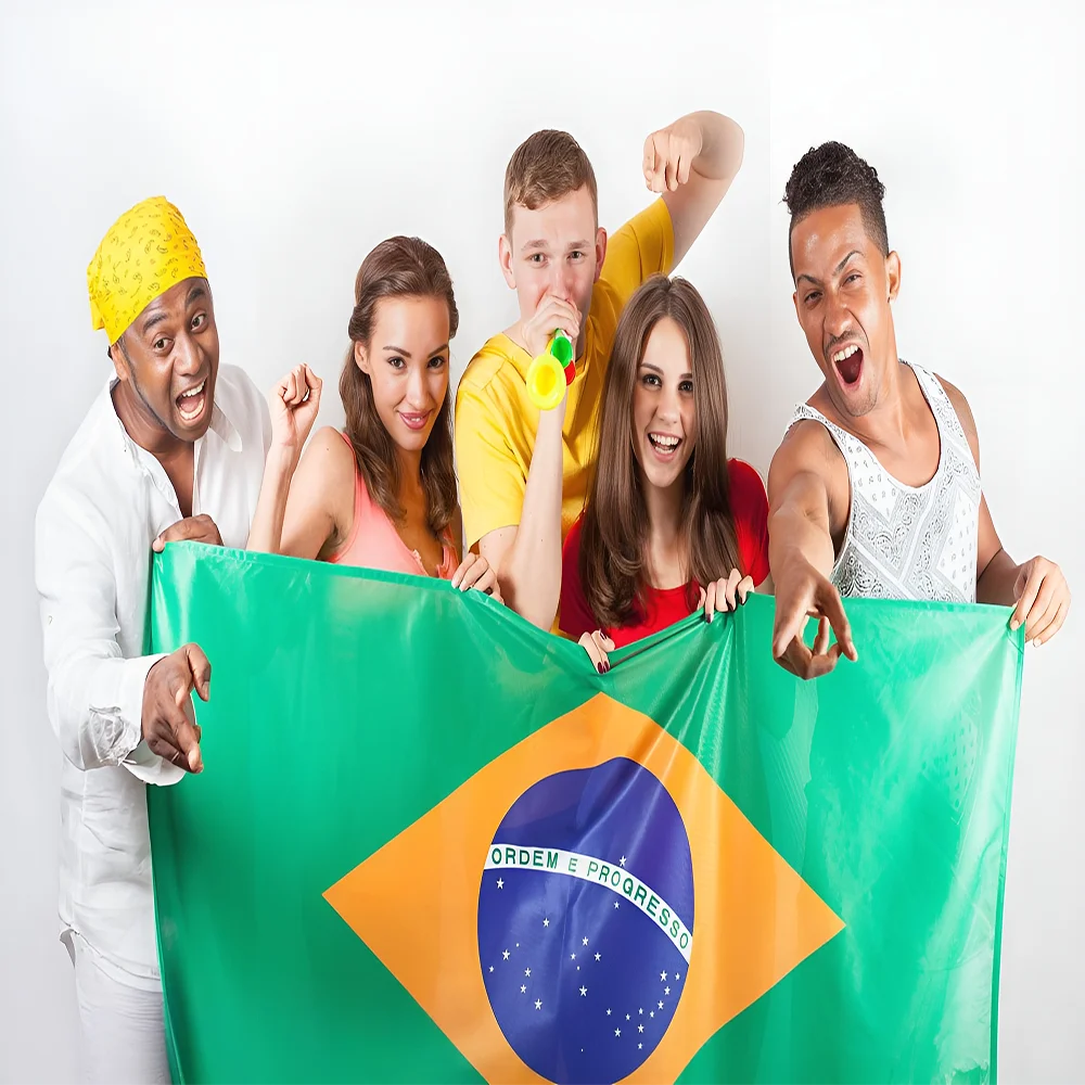 Brazil Flag 90x150cm Polyester UV-Resistant Green-Yellow Design for Copa America And Tourist Souvenirs