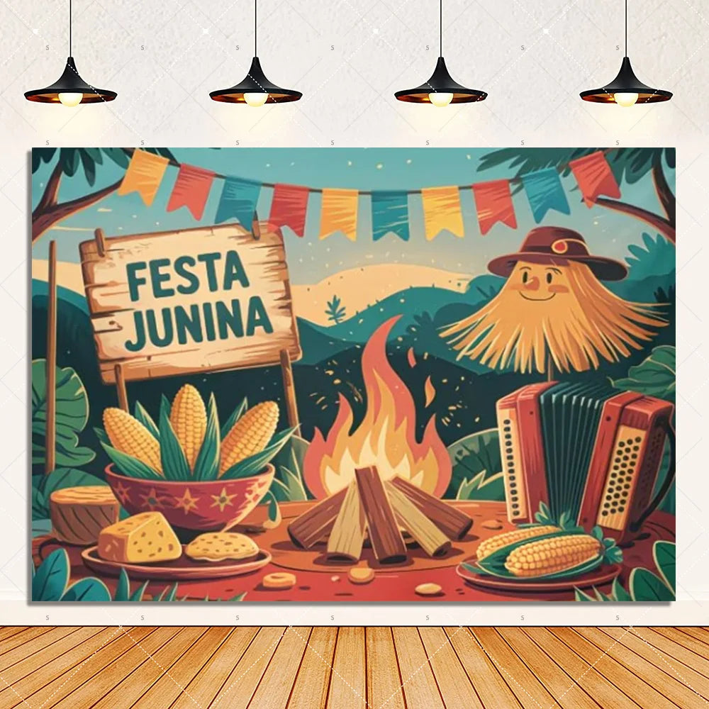 Brazil June Festival Theme Party Decoration Background Banner