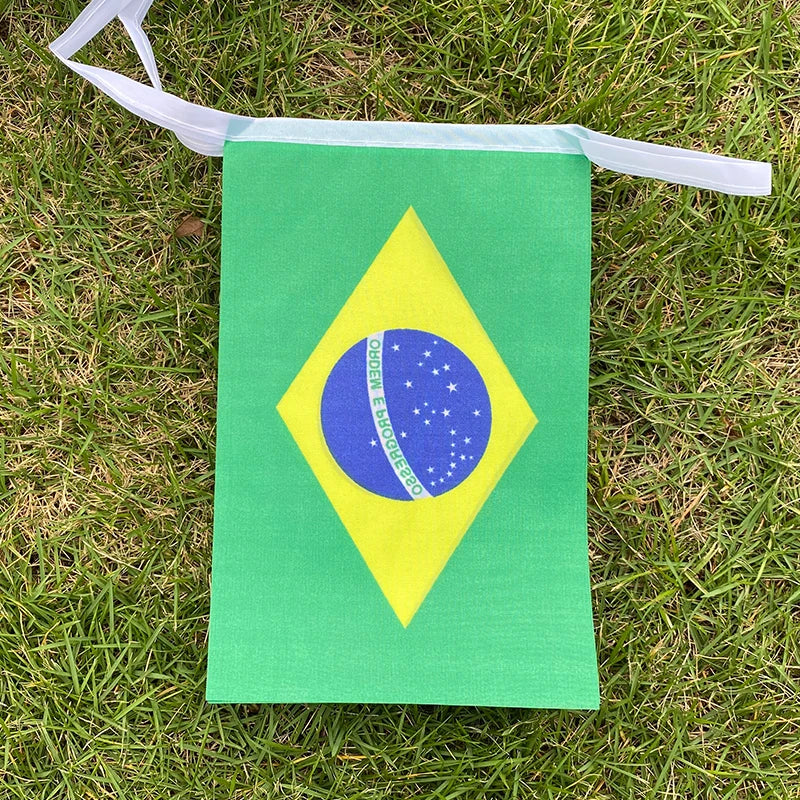Aerlxemrbrae  20pcs/lot Brazil   bunting flags 14x21cm   BR Brazil   String Banner Buntings Festival Party