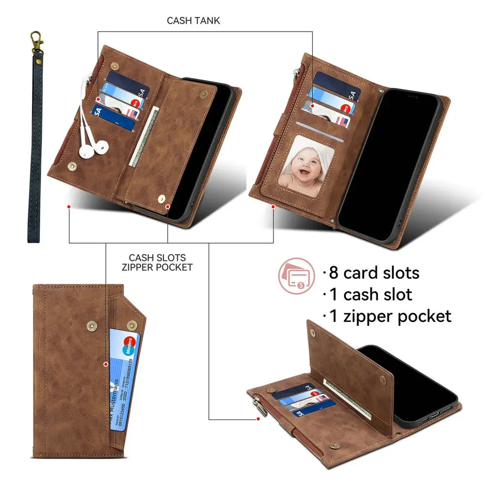 M55 M54 M35 M23 M13 5G 4G Zipper Leather Case Crossbody RFID for Samsung Galaxy M36 M16 M32 M31 M34 M06 M15 35 M 55 54 Book Etui