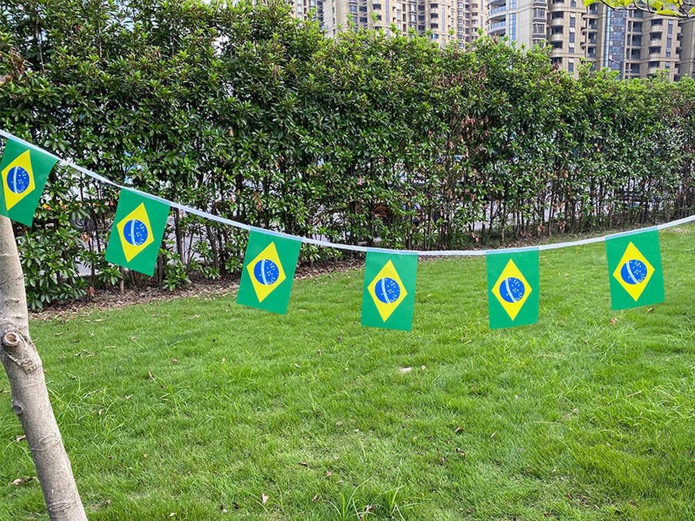 Aerlxemrbrae  20pcs/lot Brazil   bunting flags 14x21cm   BR Brazil   String Banner Buntings Festival Party