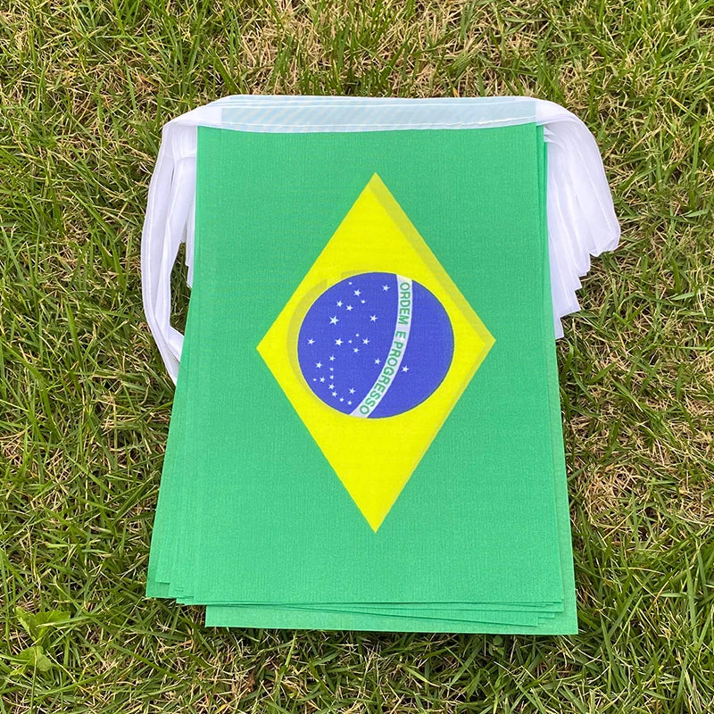 Aerlxemrbrae  20pcs/lot Brazil   bunting flags 14x21cm   BR Brazil   String Banner Buntings Festival Party