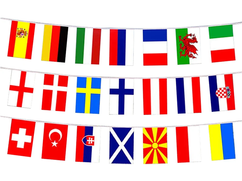 Aerlxemrbrae  14*21cm  String flag  32 countries around the world nations flag small flag   hanging flags