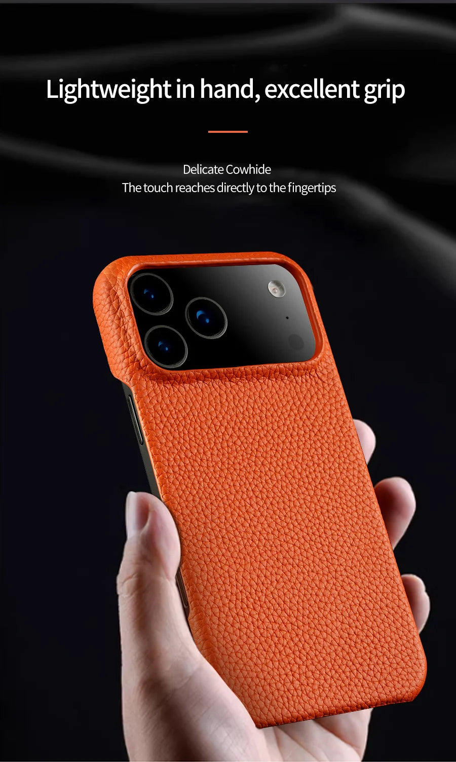 Phone Case for iPhone 17 Air 15 16 Pro Max 17Pro Lychee Natural Cowhide Leather Magnetic Magsafe Protector Luxury Phone Back Cover