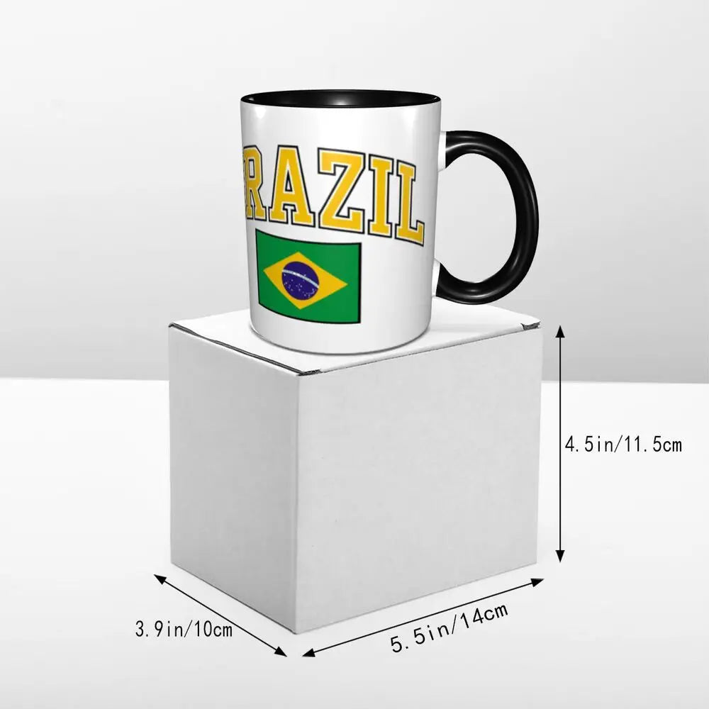 Customized Brazil Flag Brazilian Flag Coffee Mugs DIY Ceramic Tea Milk Cup