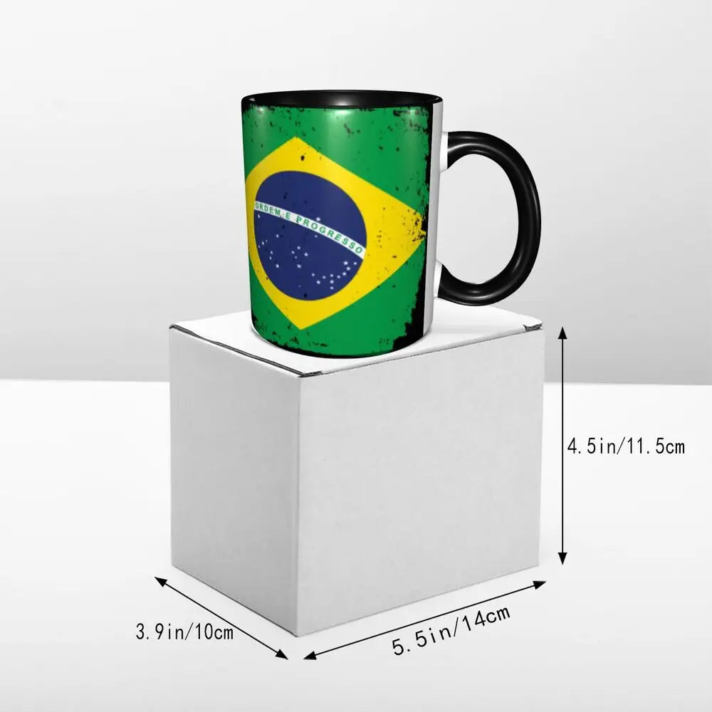 Customized Brazil Flag Brazilian Flag Coffee Mugs DIY Ceramic Tea Milk Cup