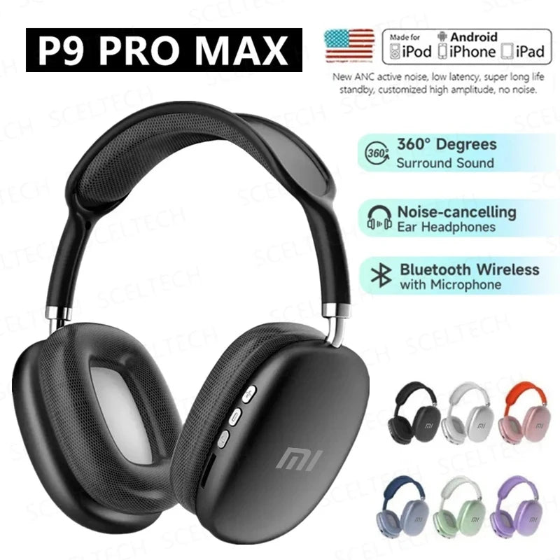 XIAOMI P9 PLUS Max Wireless Bluetooth Headphones Noise Cancelling Earphones Sports Gaming Headset For Apple Android phones