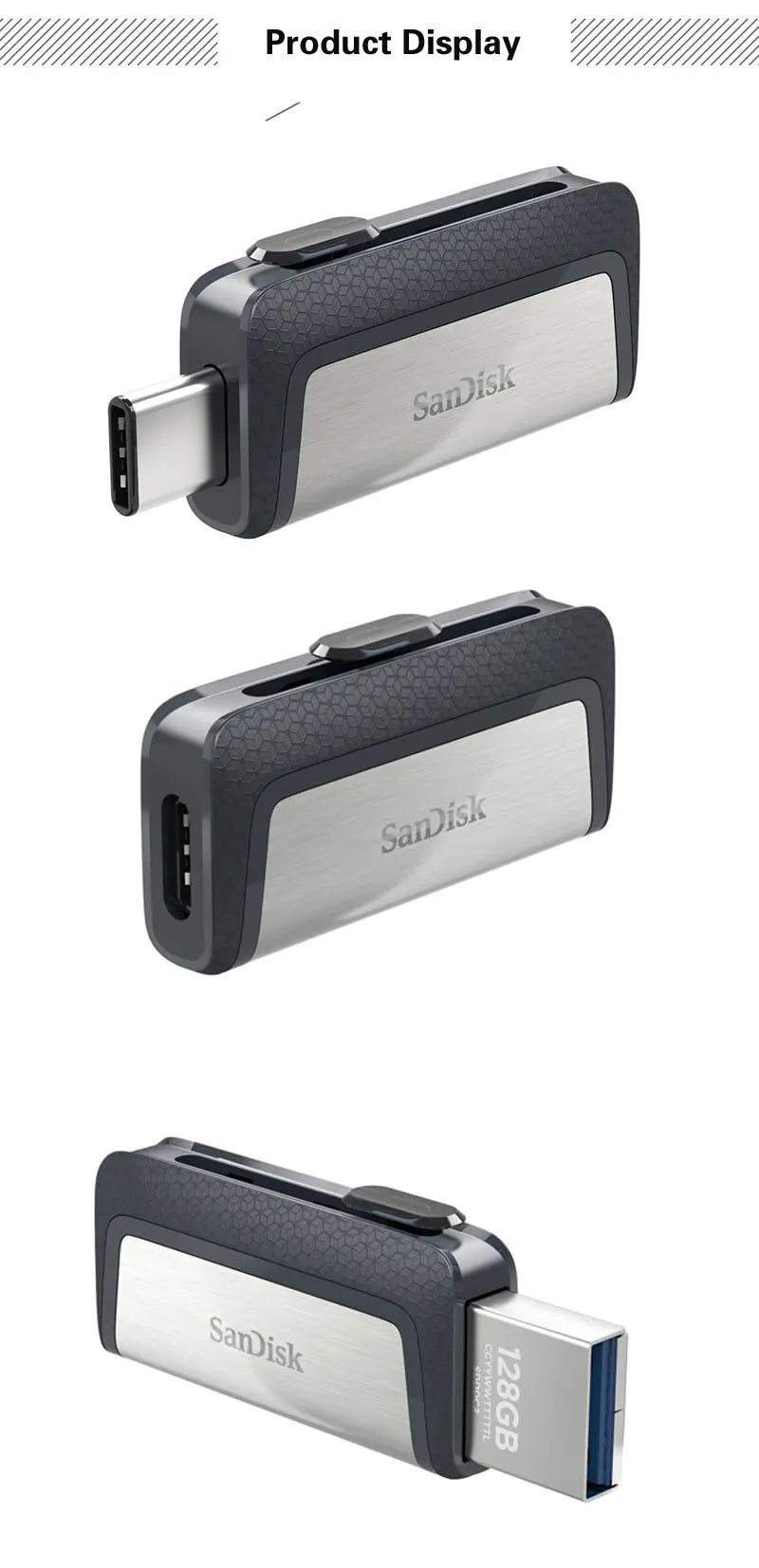 SanDisk SDDDC2 OTG USB 3.1 Type-C Flash Drive 256GB 128GB 64GB Ultra Dual Drive 150MB/s USB Type-C for USB Type-C and Type-A