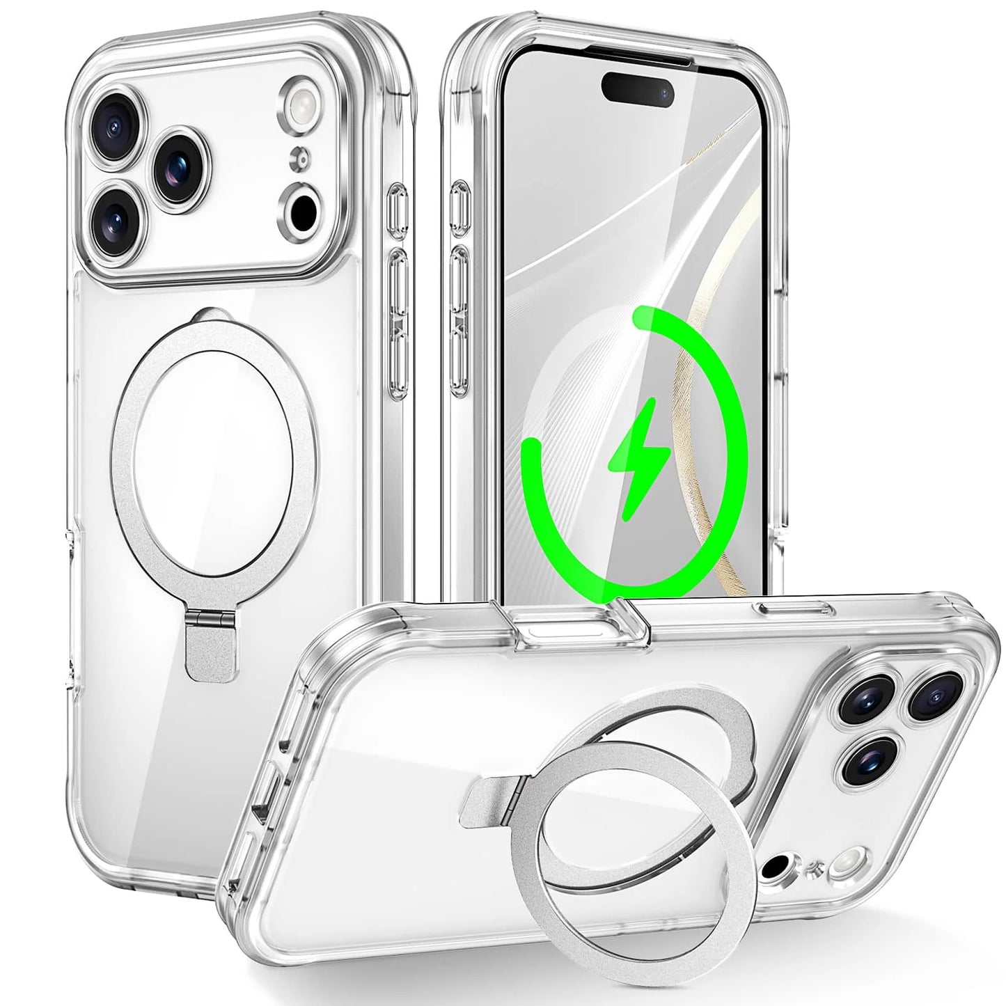 Phone case for iPhone 17 Pro Max Air Full Body Shockproof Case with Invisible Stand [Compatible with Magnetic] Built-in Screen Protector