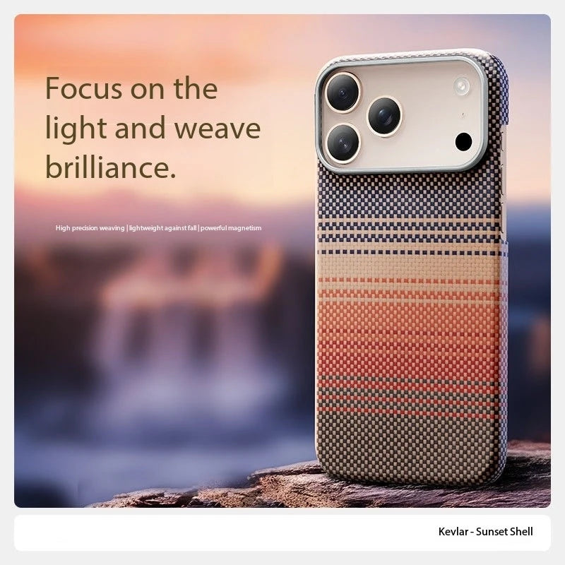100% Kevlar Aramid Carbon Fiber Case For iPhone 17 Pro Max 17Pro Magsafe Luxury Cover Magnetic Ultra-Thin Phone Back Case